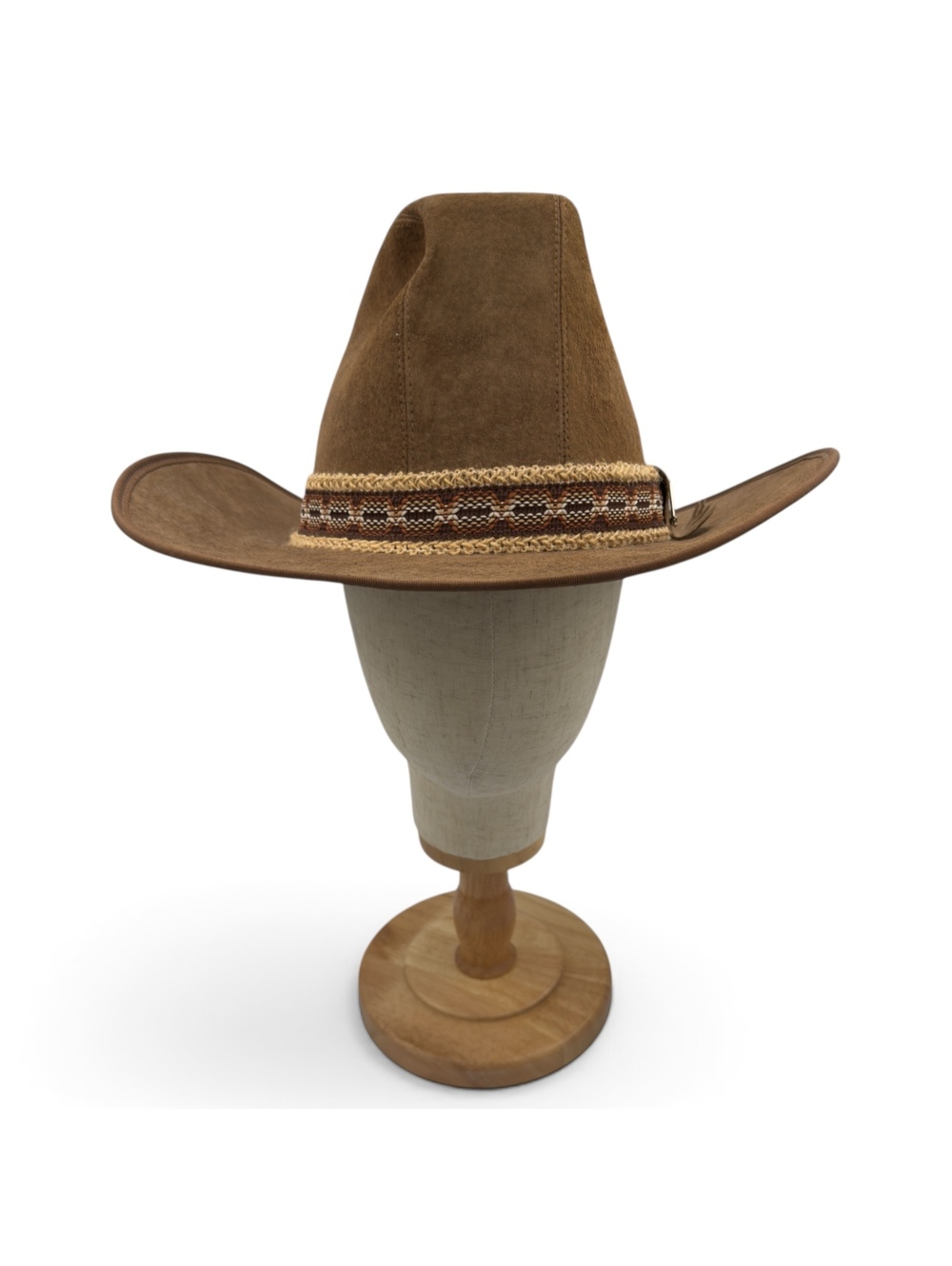 Vintage Stetson Brown Suede Western Cowboy Hat with Decorative Band